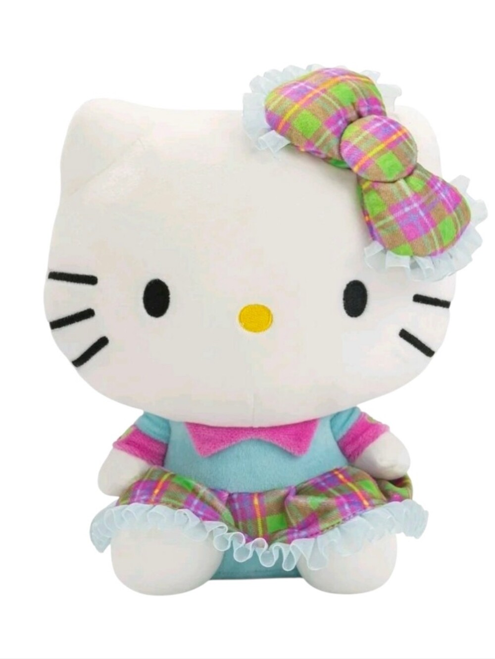 Hello Kitty Sanrio Jazwares 12" Neon Plaid Plush Doll Collectible NWT